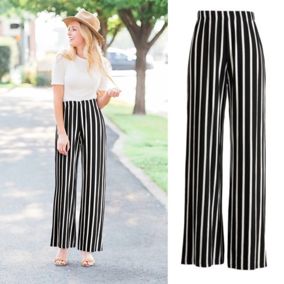 Fashionomics Pants - WIDE LEG VERTICAL STRIPE PALAZZO